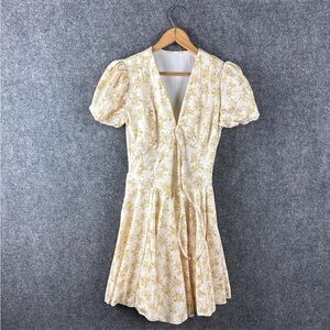 Ditsy 70s-esque Floral Cream Dress Sz M